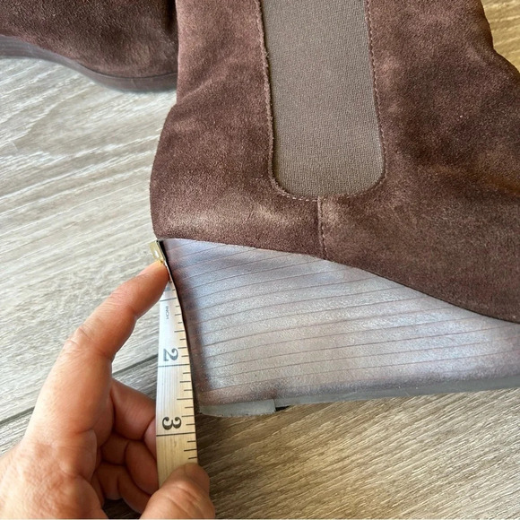 Ralph Lauren Brown Suede Leather  Wedge Ankle Boots - Picture 13 of 13
